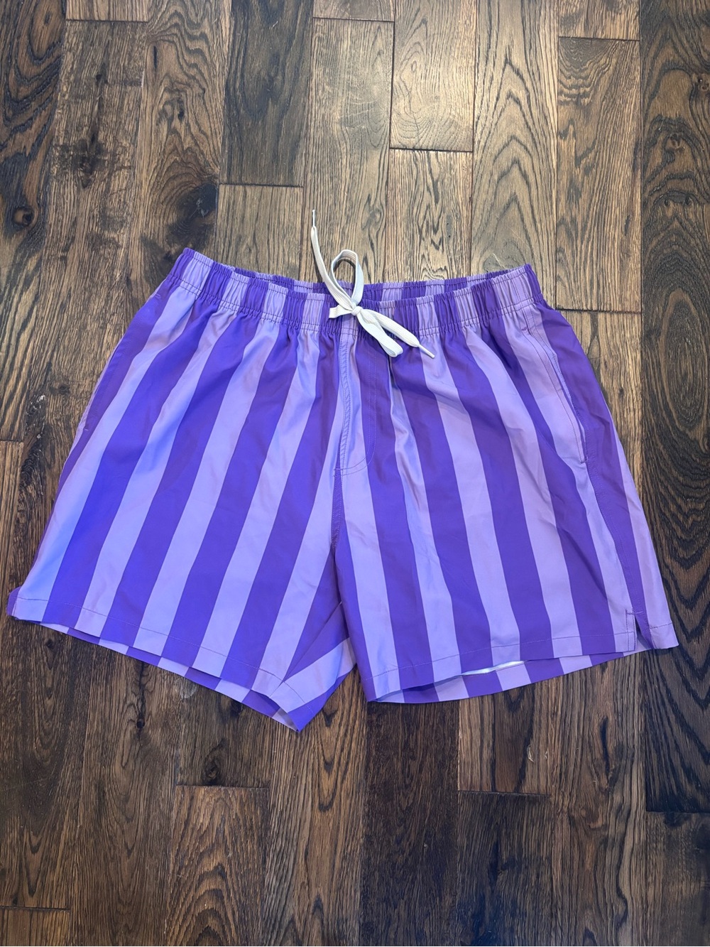 Bearbottom XL 5.5” Purple Striped Swim Shorts with Drawstring Waist NWOT